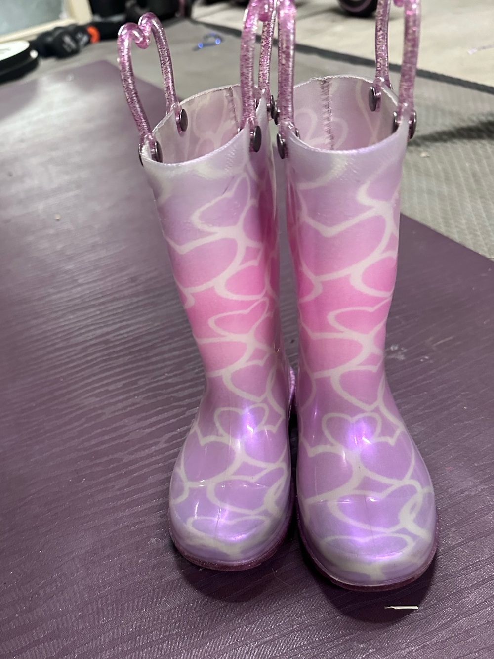 Western Chief Pink Purple Heart-Pattern Kids Rain Boots